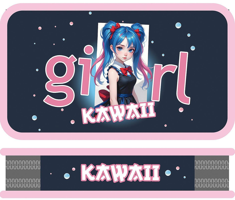 Пенал 2 секц. SOFT тканевый торец 190/105 "Девочка с бантиками 2025" (Пчелка)