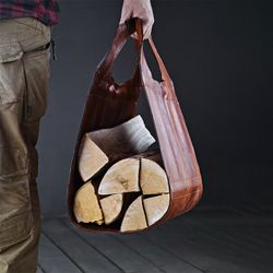 Дровница - переноска кожаная