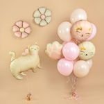 Шар (18''/46 см) Круг, Кошечка с бантом, Розовый, Сатин, 1 шт.