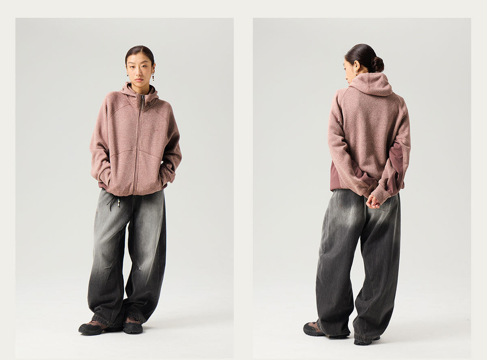 Худи Nothomme Blue Men’s Outdoor Color-Block Fleece Zip-Up Hoodie