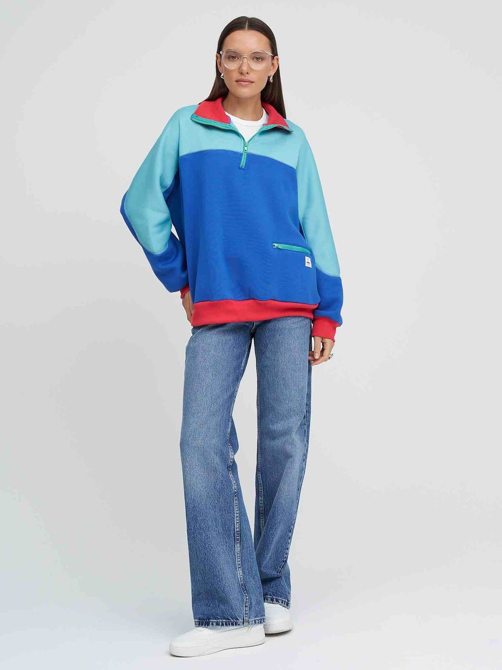 Толстовка Kefirmaykifer на молнии сине-бирюзовая