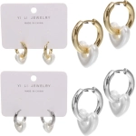 Серьги из гиппоалергенного металла со стразами «ПАЛУМНА», сердечки, цвет золото и серебро, 2,5см