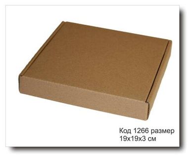 Коробка код 1266 размер 19х19х3 см гофро-картон