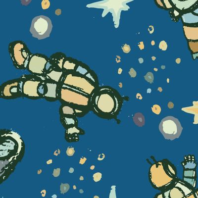 космонавты в космосе в окружении звезд