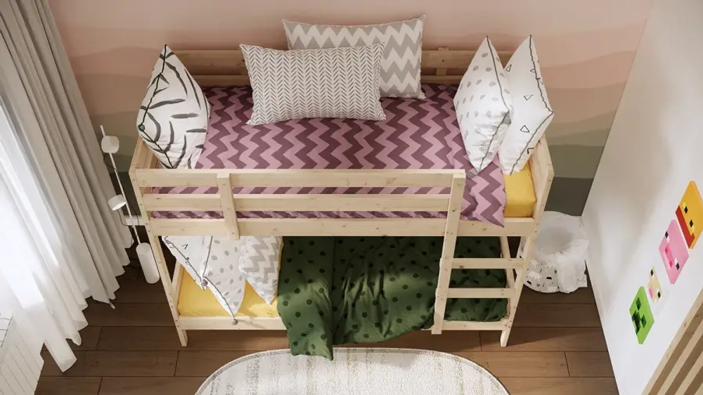 Кровать двухъярусная - аналог IKEA MYDAL/ МИДАЛ/ ОШ / ИКЕА, 90x200 см, под беленый дуб