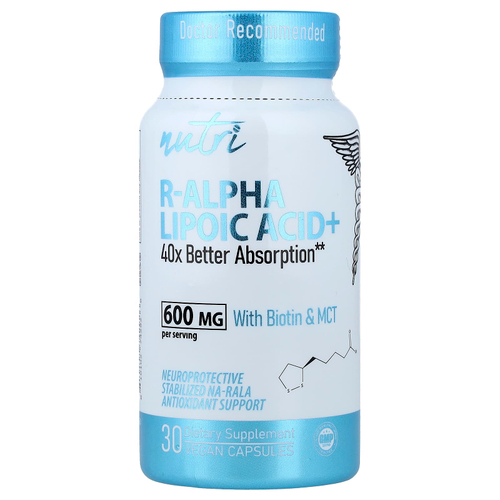 Nutri, R-Alpha Lipoic Acid+ With Biotin & MCT, 30 Vegan Capsules