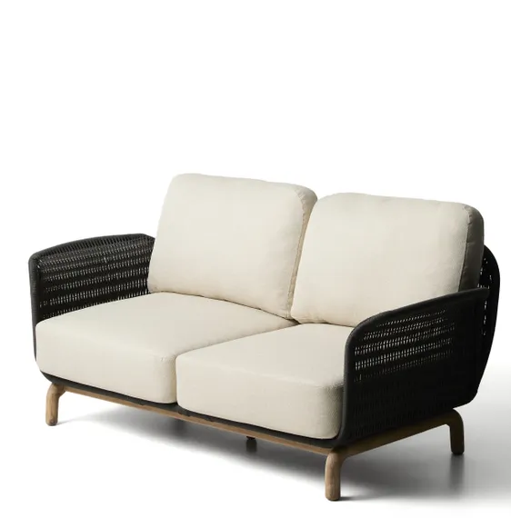 Уличный диван Alipa из акации и темно-серой веревки 165 см