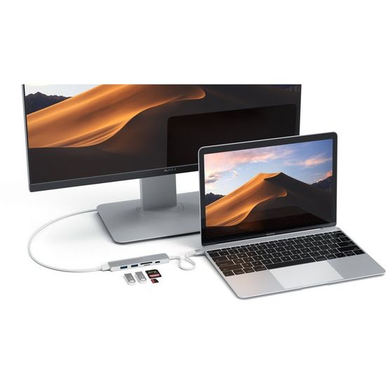 USB разветвитель Satechi Slim Multiport V2, серебристый (ST-SCMA2S)