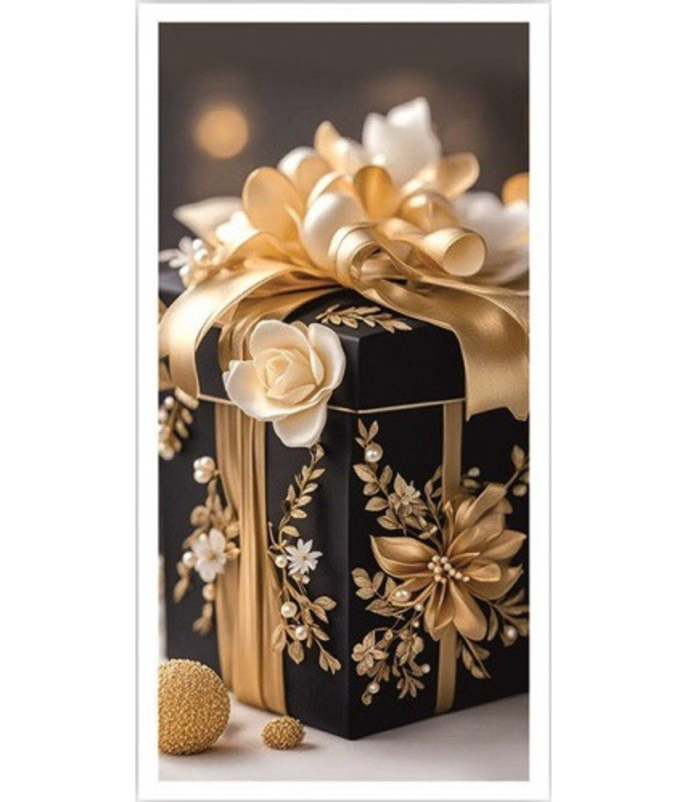 Конверт для денег, Роскошный подарок, Черный/Золото