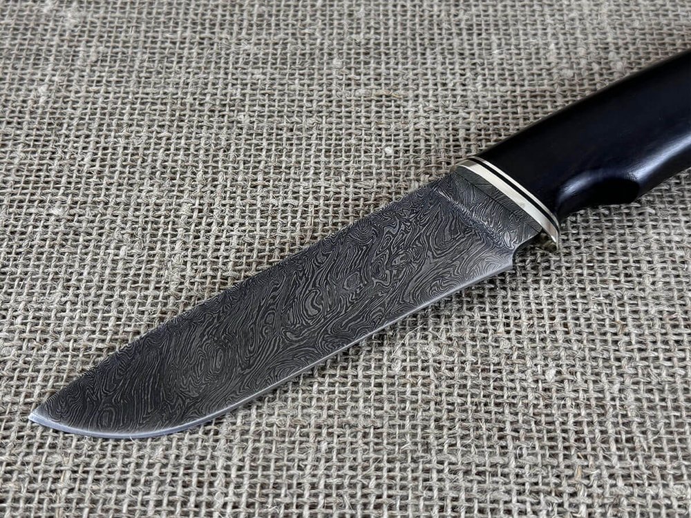 Нож "Пантера", дамасская сталь, рукоять черный граб мореный
