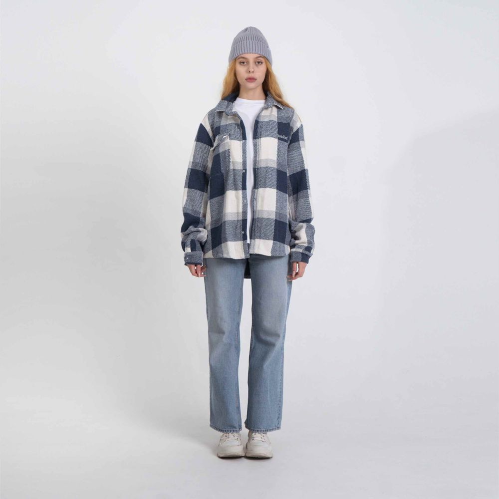 Рубашка Dissident Basic Logo Plaid Blue & White Синяя