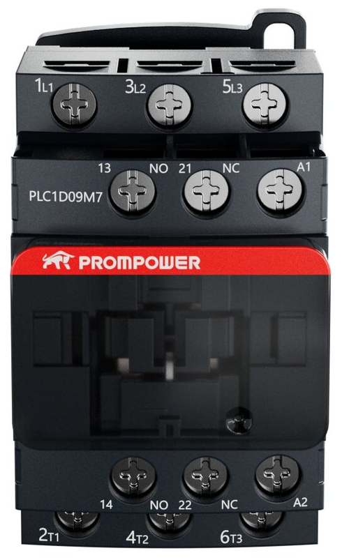 Контактор Prompower PLC1D09M7 серии Pulse, ток 9А, 3 полюса, доп контакт 1НО+1НЗ, катушка 230AC