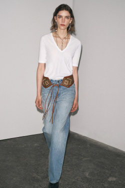 ZARA ТОП С V-ОБРАЗНЫМ ВЫРЕЗОМ, БЕЛЫЙ