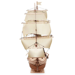 Корабль "Утренняя Звезда - 2" (Lemmo). Бежевые паруса, Сборная модель, деревянный конструктор, 3D пазл, подарки, хобби, короблестроение, судомоделизм, белые паруса