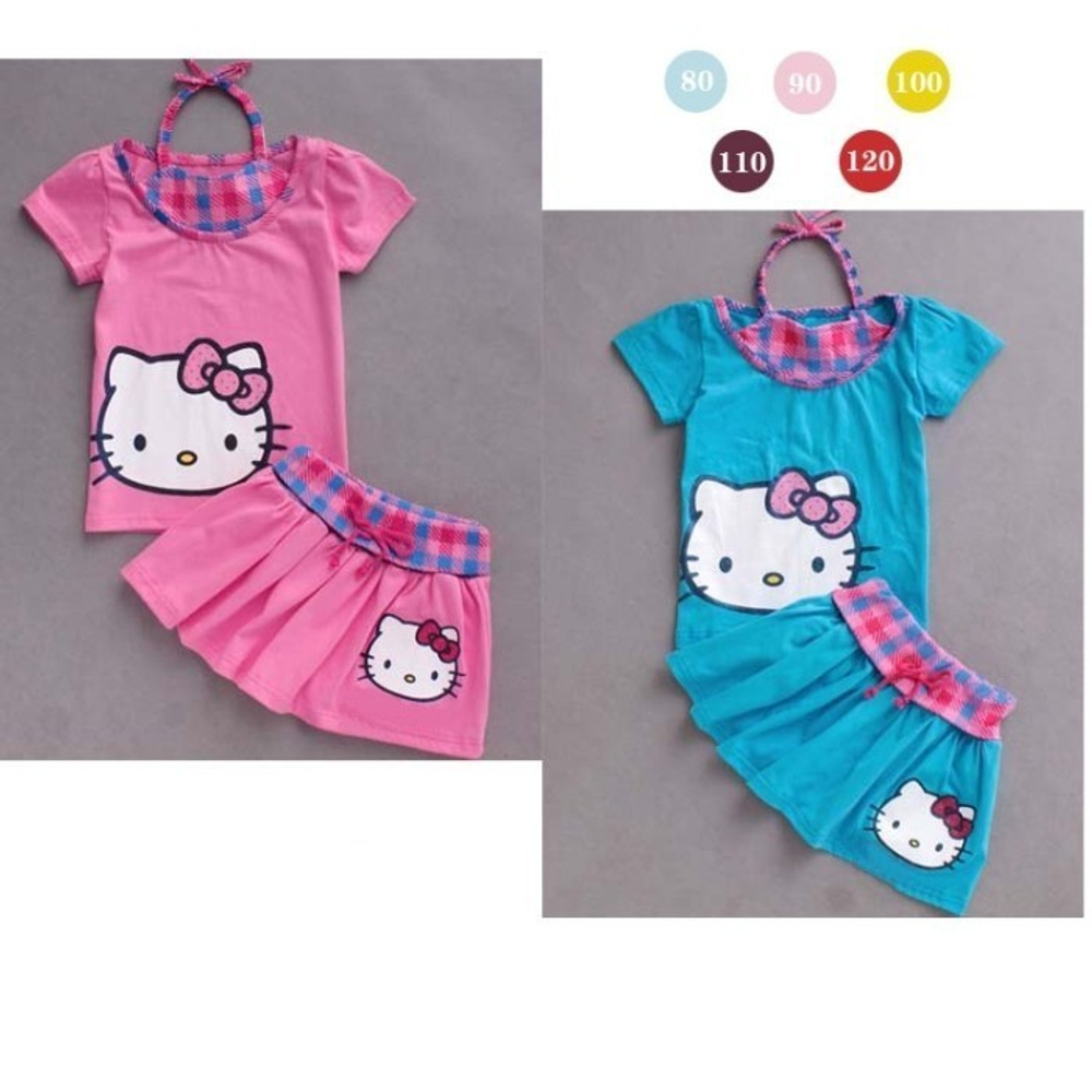 Костюм из юбки и футболки однотонный Hello Kitty