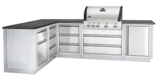 Тумба-основание для овальных керамических грилей Primo XL и Oval 300 Family с выдвижным ящиком, нержавеющая сталь, 90x82х61 см, Ontario, KuhniGrill
