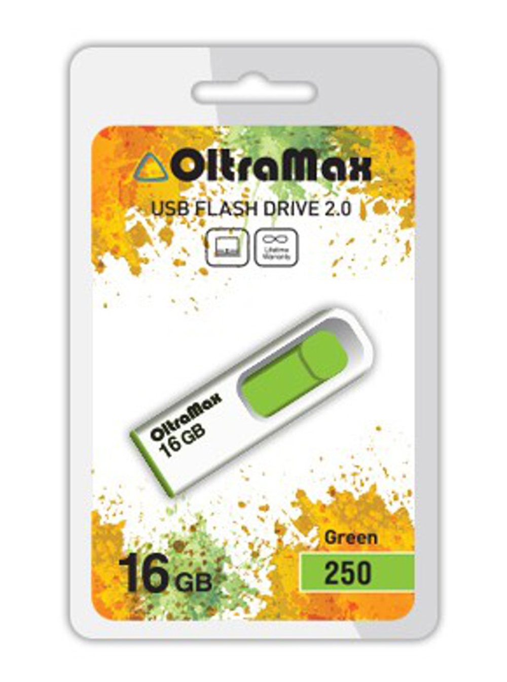 USB Флешка 16GB OltraMax 250, USB 2.0, зеленая