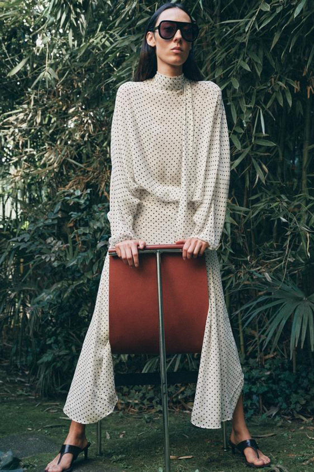 ZARA ЮБКА МИДИ В ГОРОШЕК — ZW COLLECTION, БЕЛЫЙ/ЧЕРНЫЙ