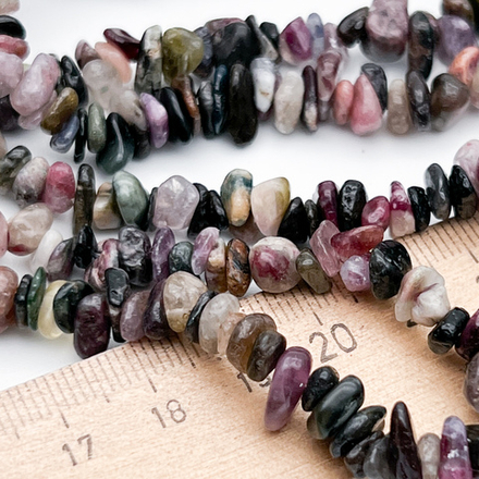 Турмалин бусины, крошка, крошка, размер 4-8 мм, цена за нить 38 см