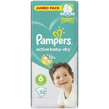 Подгузники Pampers Active Baby-Dry (13-18 кг) 6 размер 52 шт