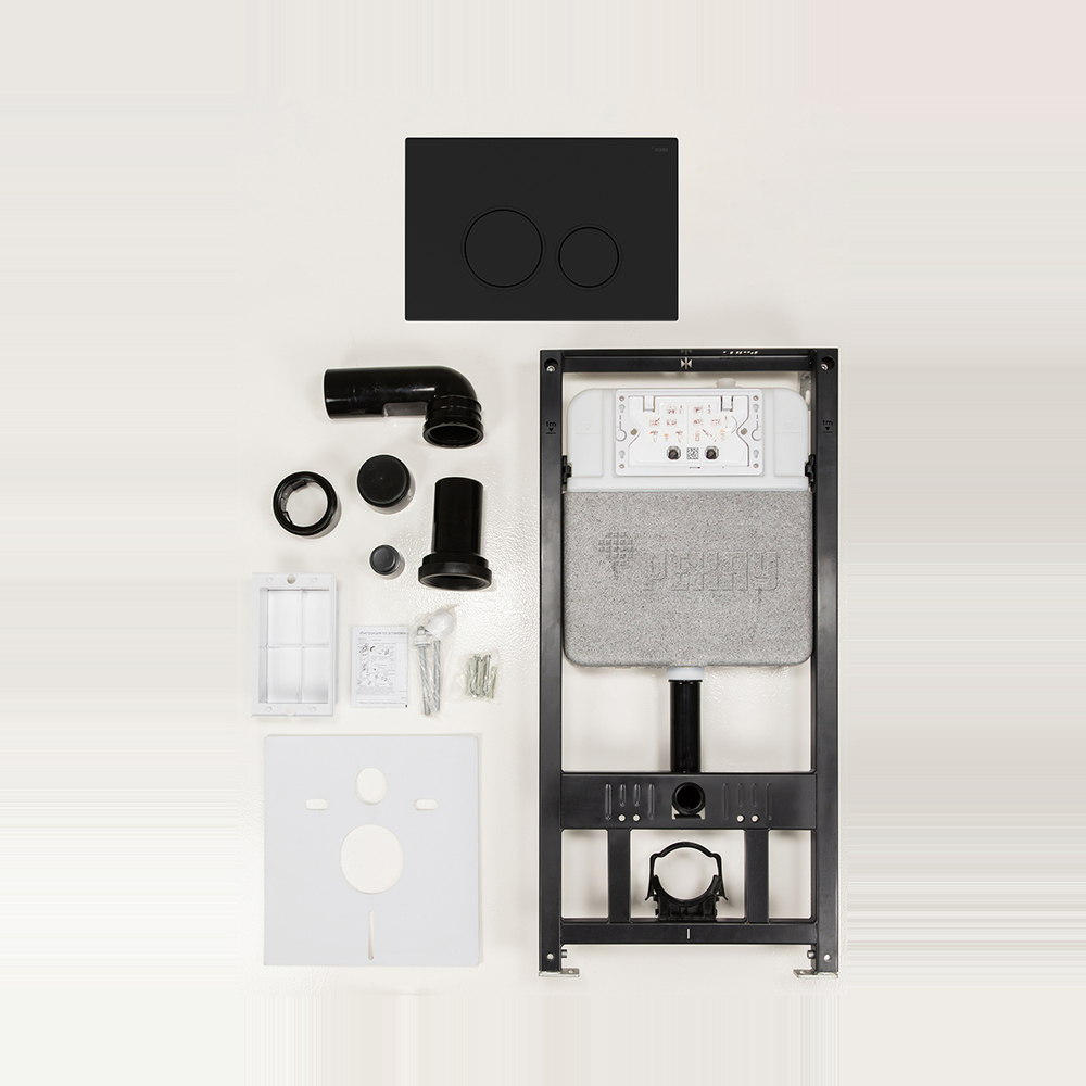 Комплект инсталляции REHAU(РЕХАУ) с панелью смыва NOVA ORB Черный матовый