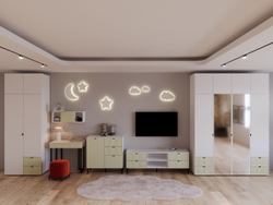 Шкаф для одежды, шкаф белый,зеленый, Окленд 79-658.2Ф