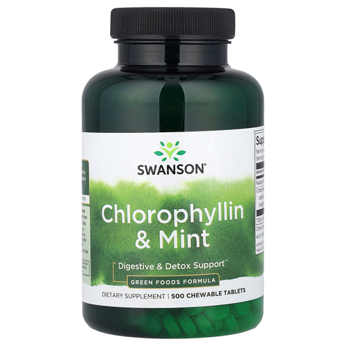 Swanson Vitamins, хлорофиллин и мята, 500 жевательных таблеток