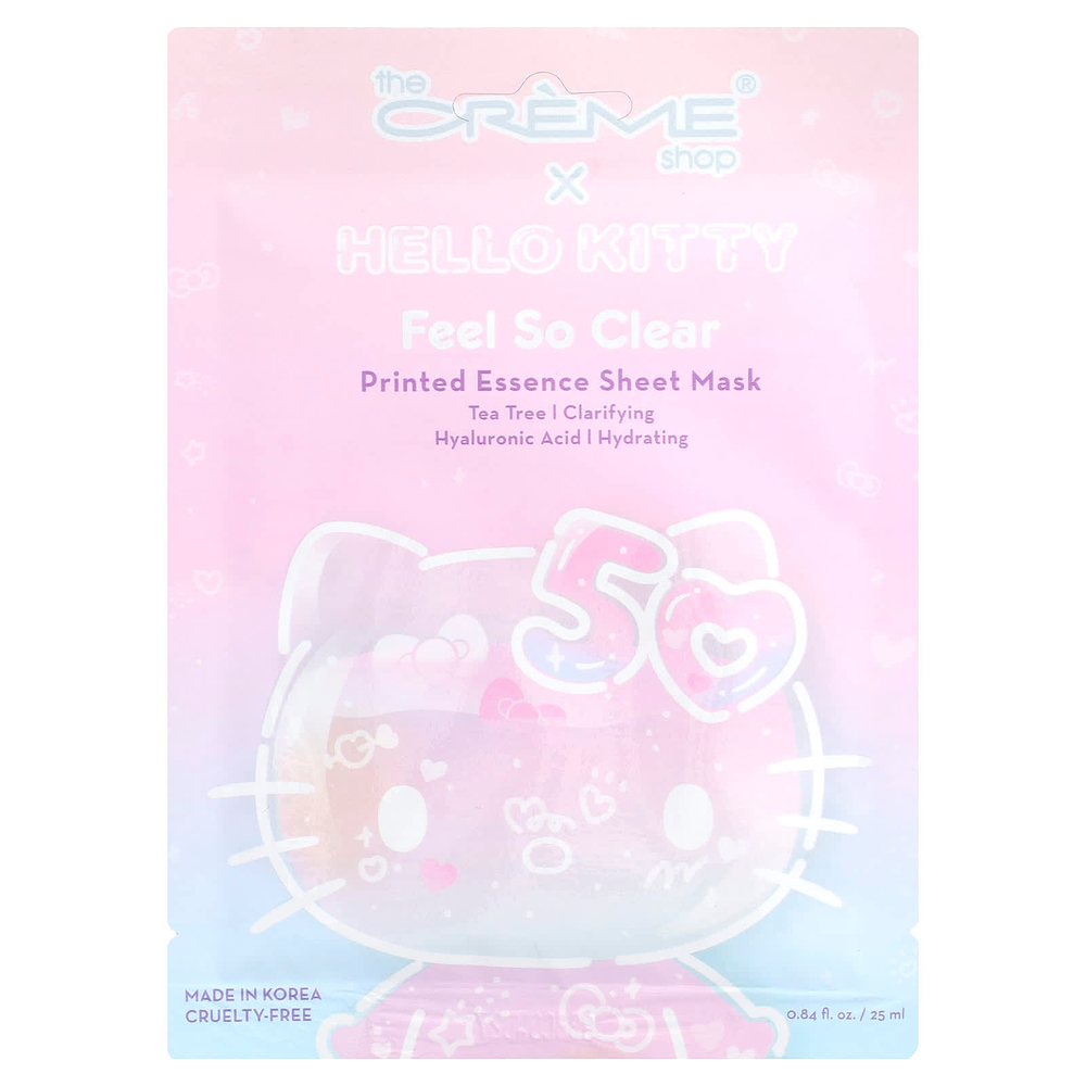 The Creme Shop, Hello Kitty®, тканевая маска с эссенцией, Feel So Clear, 1 шт., 25 мл (0,84 жидк. унции)