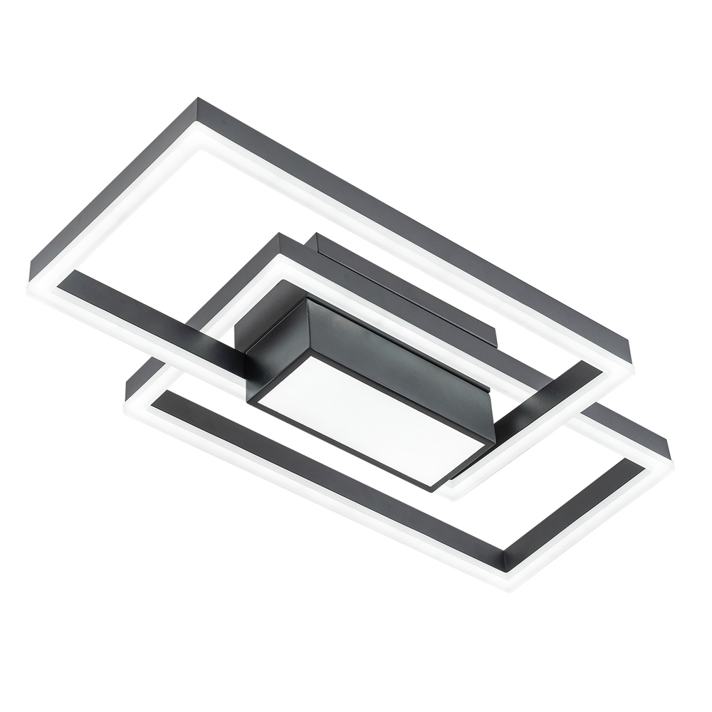 Потолочный светодиодный светильник 90Вт, 6496Лм, 3000-6500К, Ra>80,  плавная регулировка мощности, изменение цветовой температуры, ночник,  металл/акрил, черный