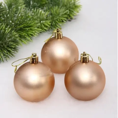 Новогодние шары 6 см (набор 3 шт) «Матовый», шампань