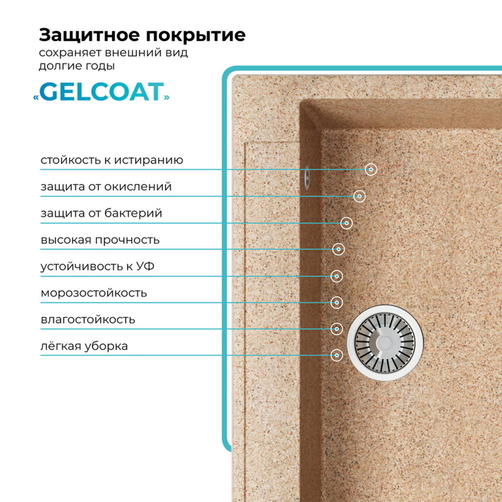 Мойка POLYGRAN ARGO-760 песочный № 302