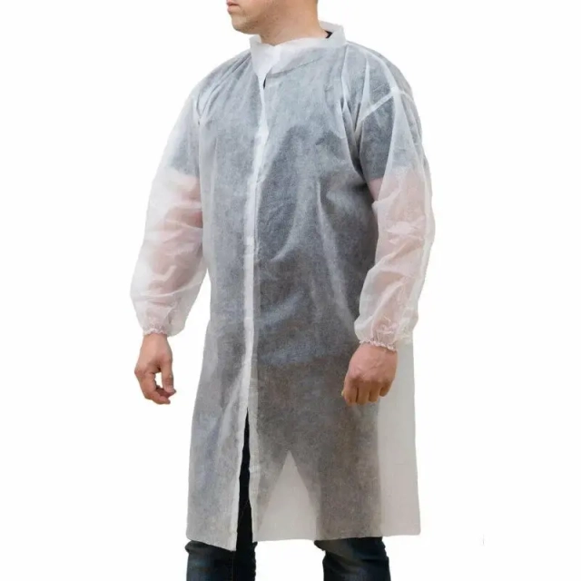 Халат SMS с рукавами, спереди на липучках, р-р XL, белый