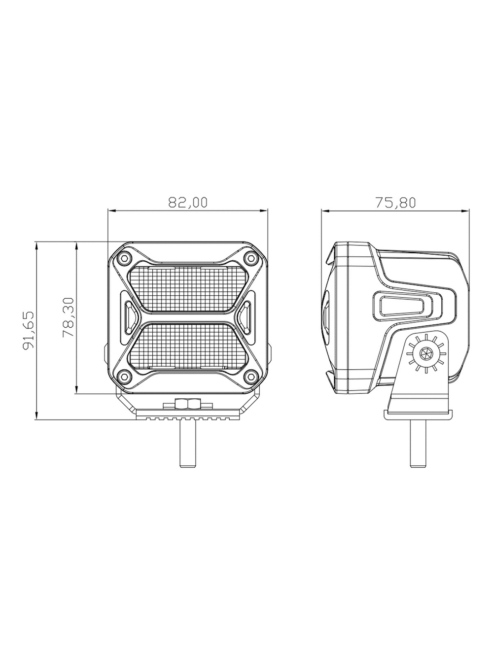 Светодиодная фара водительского света РИФ 82x78x76 мм 20W LED