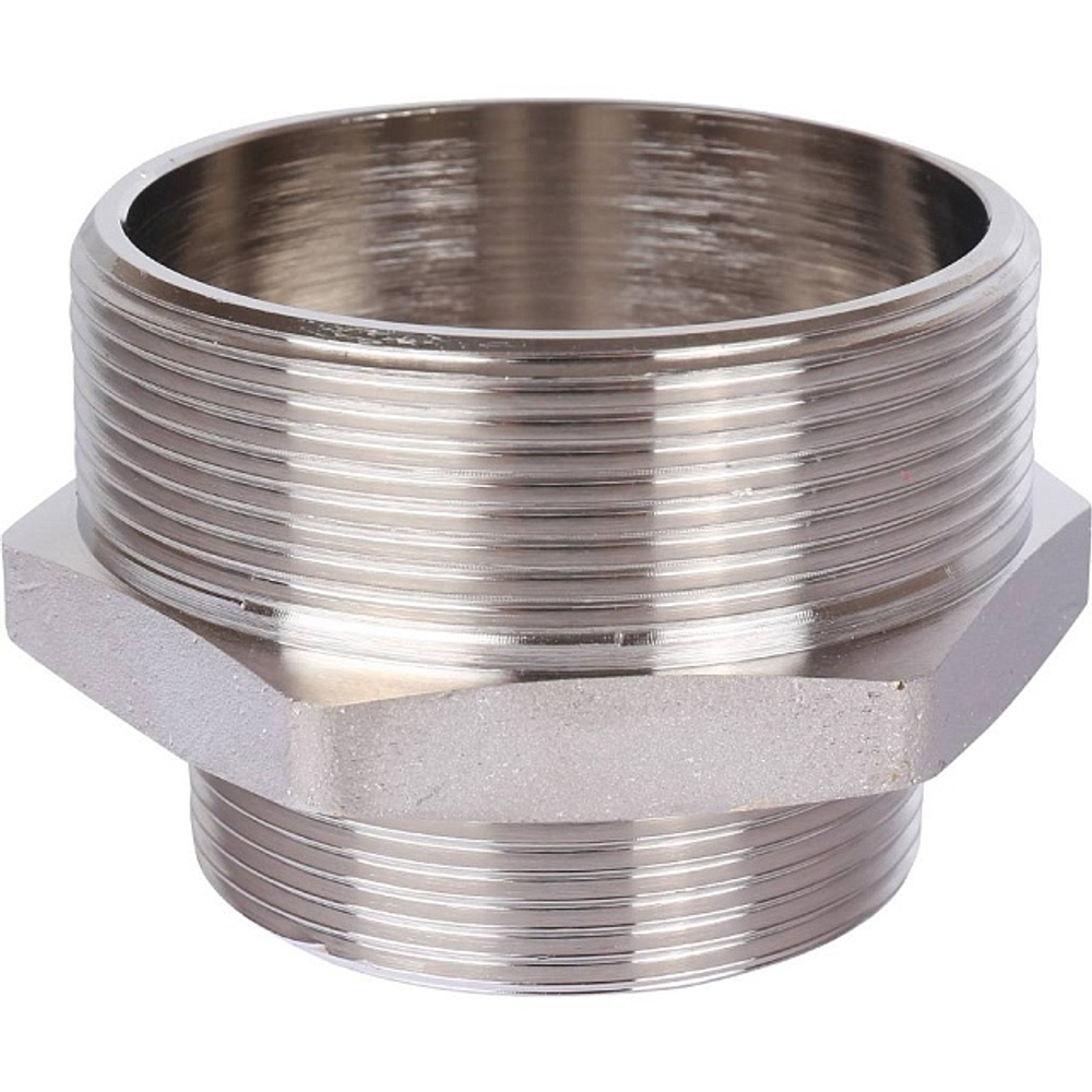 Ниппель редукционный STOUT SFT 0004 - 2"1/2 x 2" (для стальных труб, латунь никелированная)
