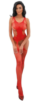 Боди-комбинезон Ines с имитацией чулок (Размер: S-M-L) (Цвет: красный)