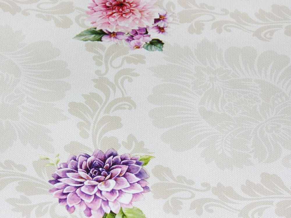 Клеенка столовая DEKORAMA 140см*20м "Астры на бежевом"