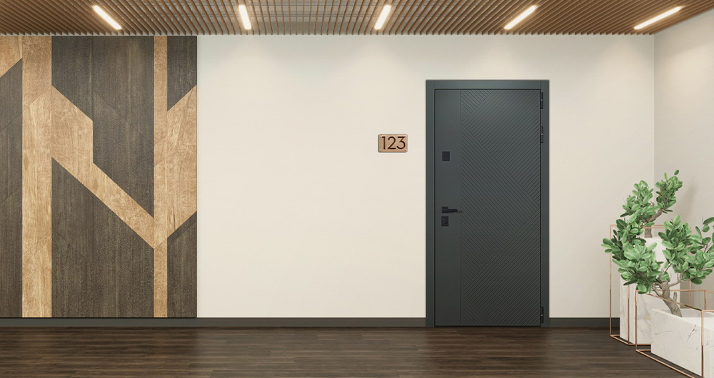 Стальная дверь "Санторини" с зеркалом (адаптивная замковая часть). Заказная модель.