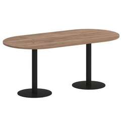 First Стол овальный KSPRG-3 Дуб Табак/Металл Черный 1800*900*750