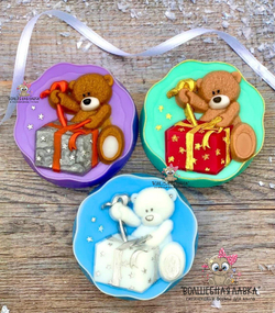 Силиконовая форма Мишка с подарком