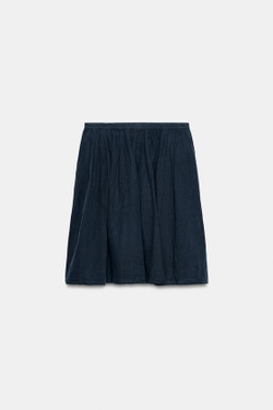 ZARA ЮБКА МИДИ ИЗ ЛЬНА — ZW COLLECTION, МОРСКОЙ СИНИЙ