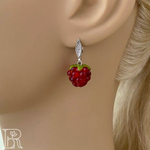 LEFIREL' Серьги серебряные женские "Малинка" с бусинами из муранского стекла / ювелирные украшения из родированного серебра 925