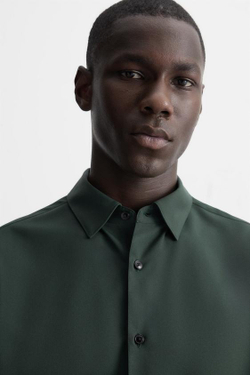 ZARA РУБАШКА ИЗ ЭЛАСТИЧНОЙ ТКАНИ, ЗЕЛЕНЫЙ
