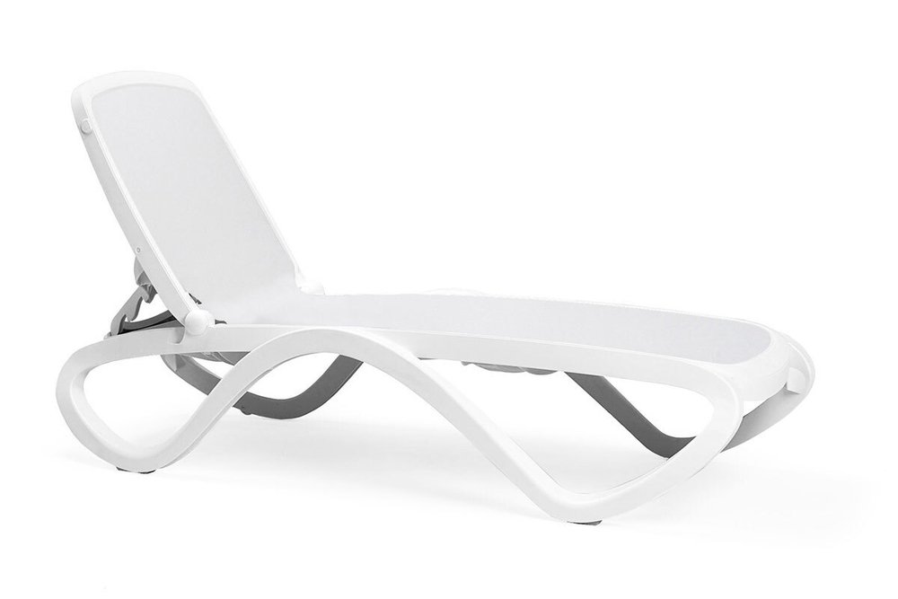 Шезлонг Nardi Omega белый стопирующийся, 194х91х69см