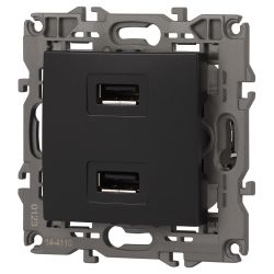 14-4110-05 ЭРА Устройство зарядное USB, 230В/5В-2100мА, IP20, Эра Elegance, антрацит | Эра Elegance