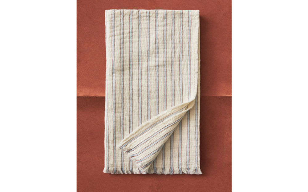 Zara Home плед детский из хлопка, синий, в полоску, 90x120 см