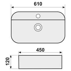 Раковина накладная AVS 61х45х12 AVS-82205 белая схема