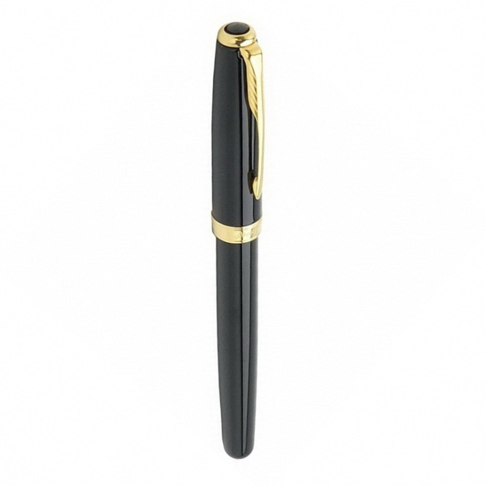 Перьевая ручка и чехол из кожи Parker Sonnet F530, цвет: LaqBlack GT, перо: F, перо: золото 18К