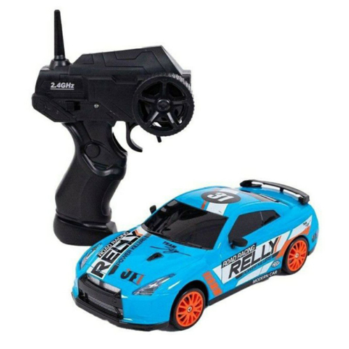 Радиоуправляемая машина для дрифта Nissan GT-R (19 см, 15 км/ч, сменные колеса, фишки) - SC24A08 голубая