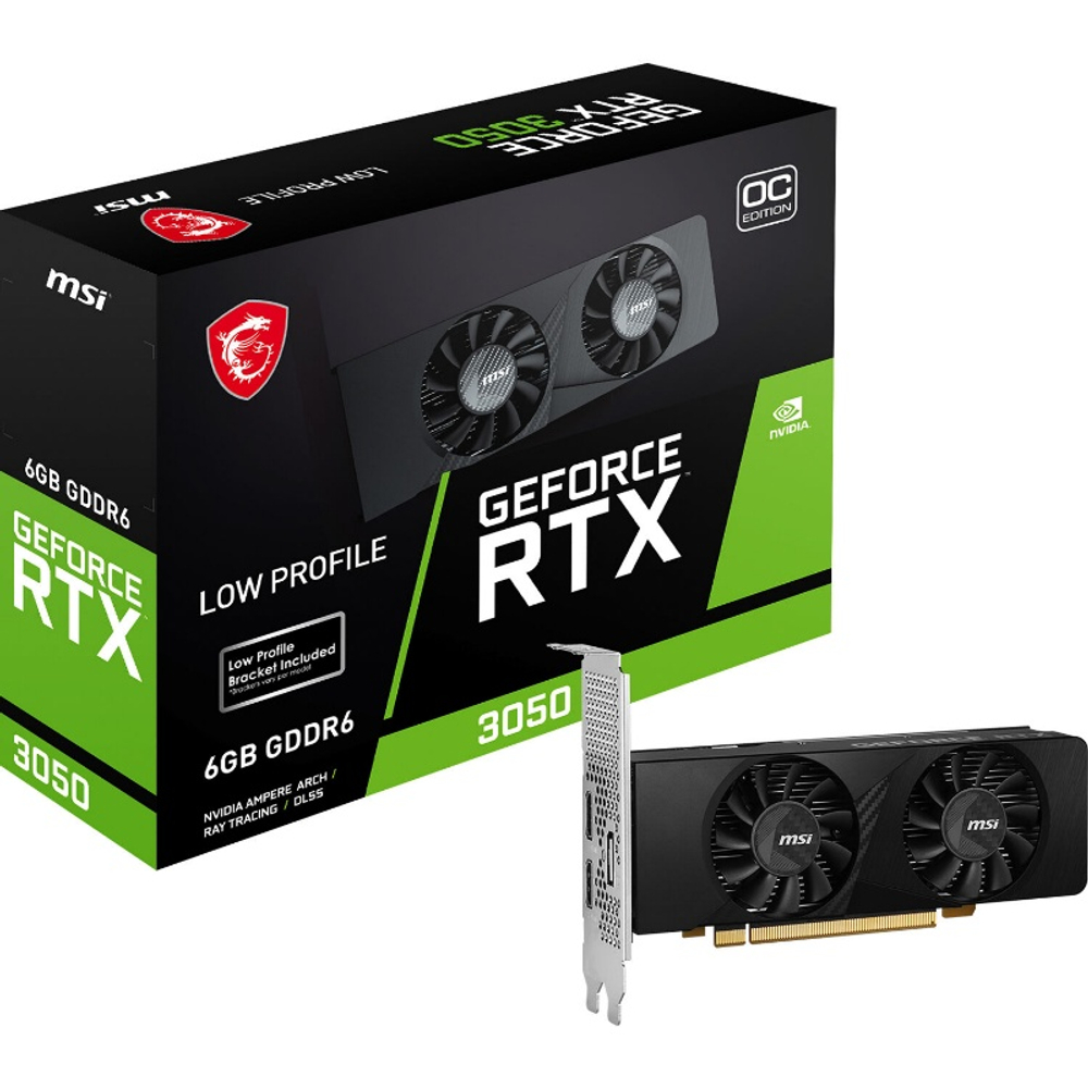 Видеокарта MSI GeForce RTX 3050 LP E 6G GDDR6, 96-bit, OC 1492 МГц (low profile)