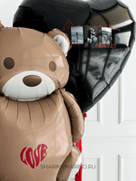 «Сердечный дуэт: фольгированный мишка и композиция из шаров ко Дню влюблённых»